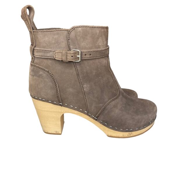 Swedish Hasbeens High-Heeled Jodhpu Boot Chocolate Brown Nubuck Leather Size 40 - Picture 7 of 12